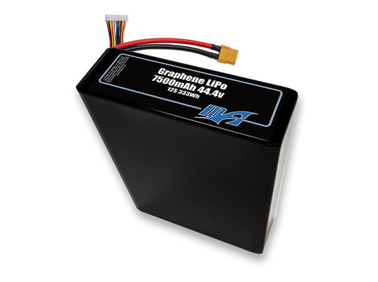 A MaxAmps Graphene LiPo 7500mAh 12S 2P 44.4 volt battery pack
