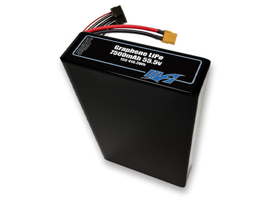A MaxAmps Graphene LiPo 7500mAh 15S 2P 55.5 volt battery pack