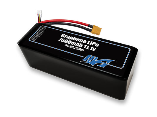 A MaxAmps Graphene LiPo 7500mAh 3S 2P 11.1 volt battery pack