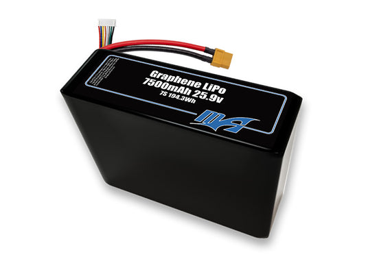 A MaxAmps Graphene LiPo 7500mAh 7S 2P 25.9 volt battery pack
