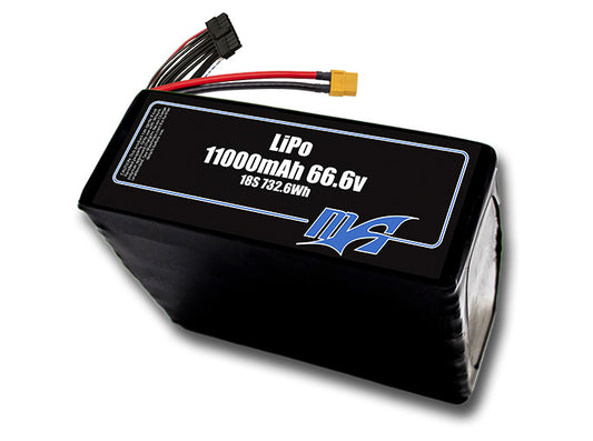A MaxAmps LiPo 11000mAh 18S 66.6 volt battery pack