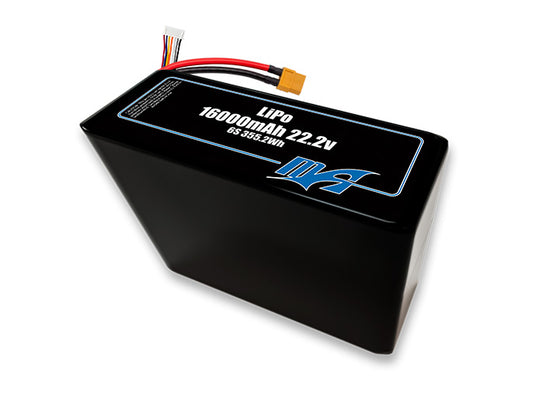 A MaxAmps LiPo 16000mAh 6S 2P 22.2 volt battery pack