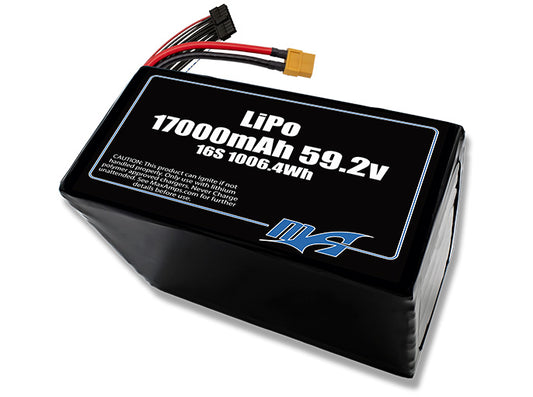 A MaxAmps LiPo 17000mAh 16S 59.2 volt battery pack