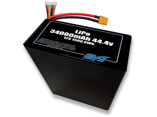 A MaxAmps LiPo 34000mAh 12S 2P 44.4 volt battery pack