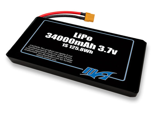 A MaxAmps LiPo 34000mAh 1S 2P 3.7 volt battery pack