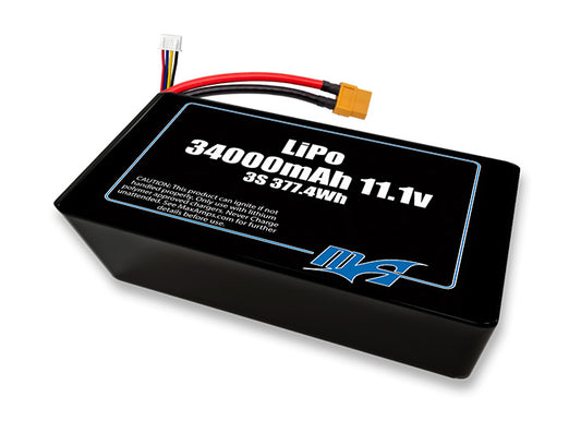 A MaxAmps LiPo 34000mAh 3S 2P 11.1 volt battery pack