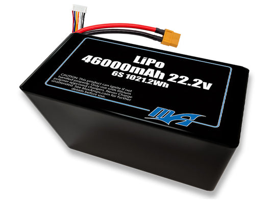 A MaxAmps LiPo 46000mAh 6S 2P 22.2 volt battery pack