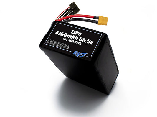 A MaxAmps LiPo 4750mAh 15S 2P 55.5 volt battery pack