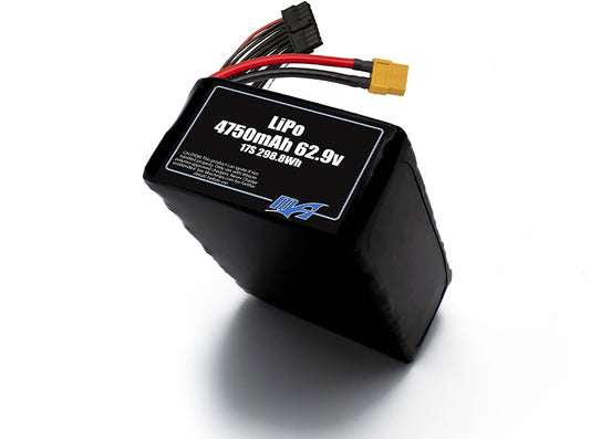 A MaxAmps LiPo 4750mAh 17S 2P 62.9 volt battery pack