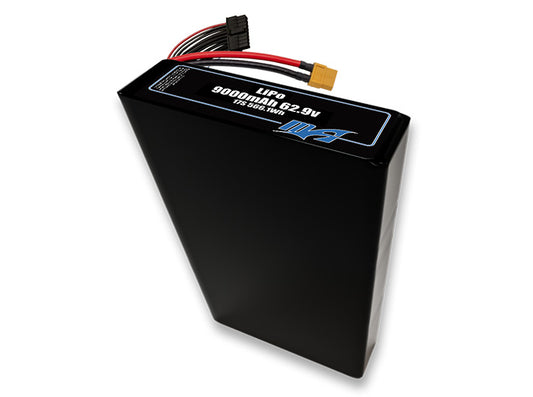 A MaxAmps LiPo 9000mAh 17S 2P 62.9 volt battery pack