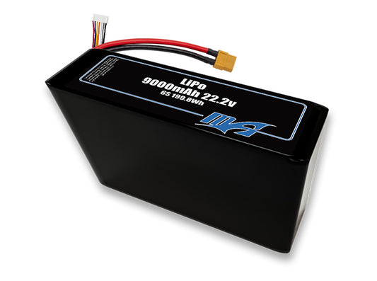 A MaxAmps LiPo 9000mAh 6S 2P 22.2 volt battery pack